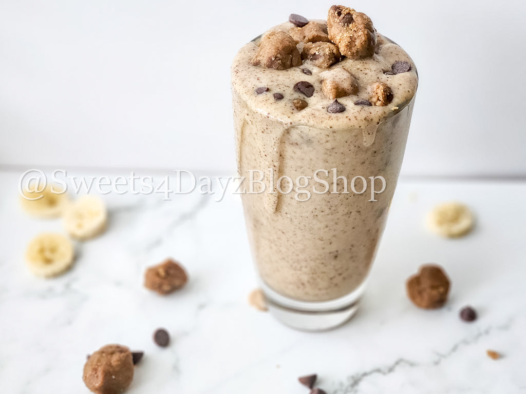 Vegan Chocolate Chip Cookie Dough Shake on Marble