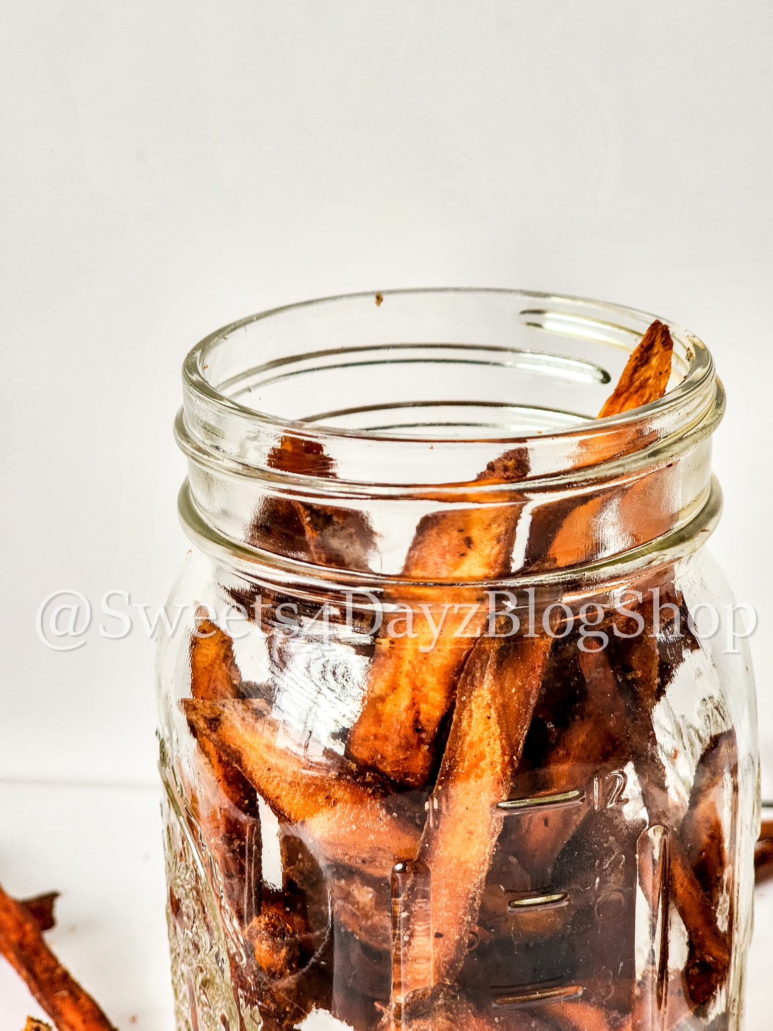 Cinnamon Chili Sweet Potato Fries on Marble