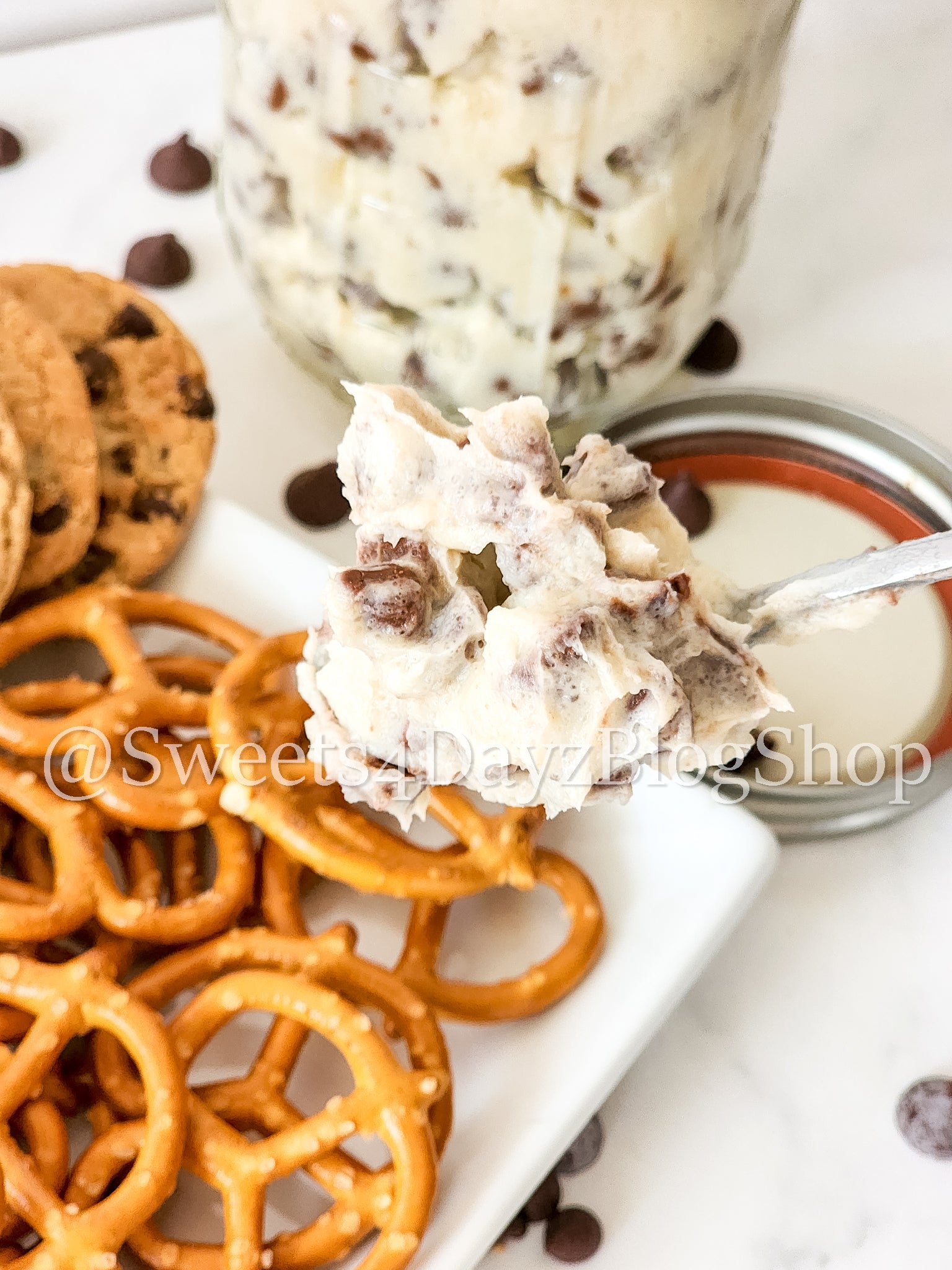 Keto Cookie Dough Dip on Marble