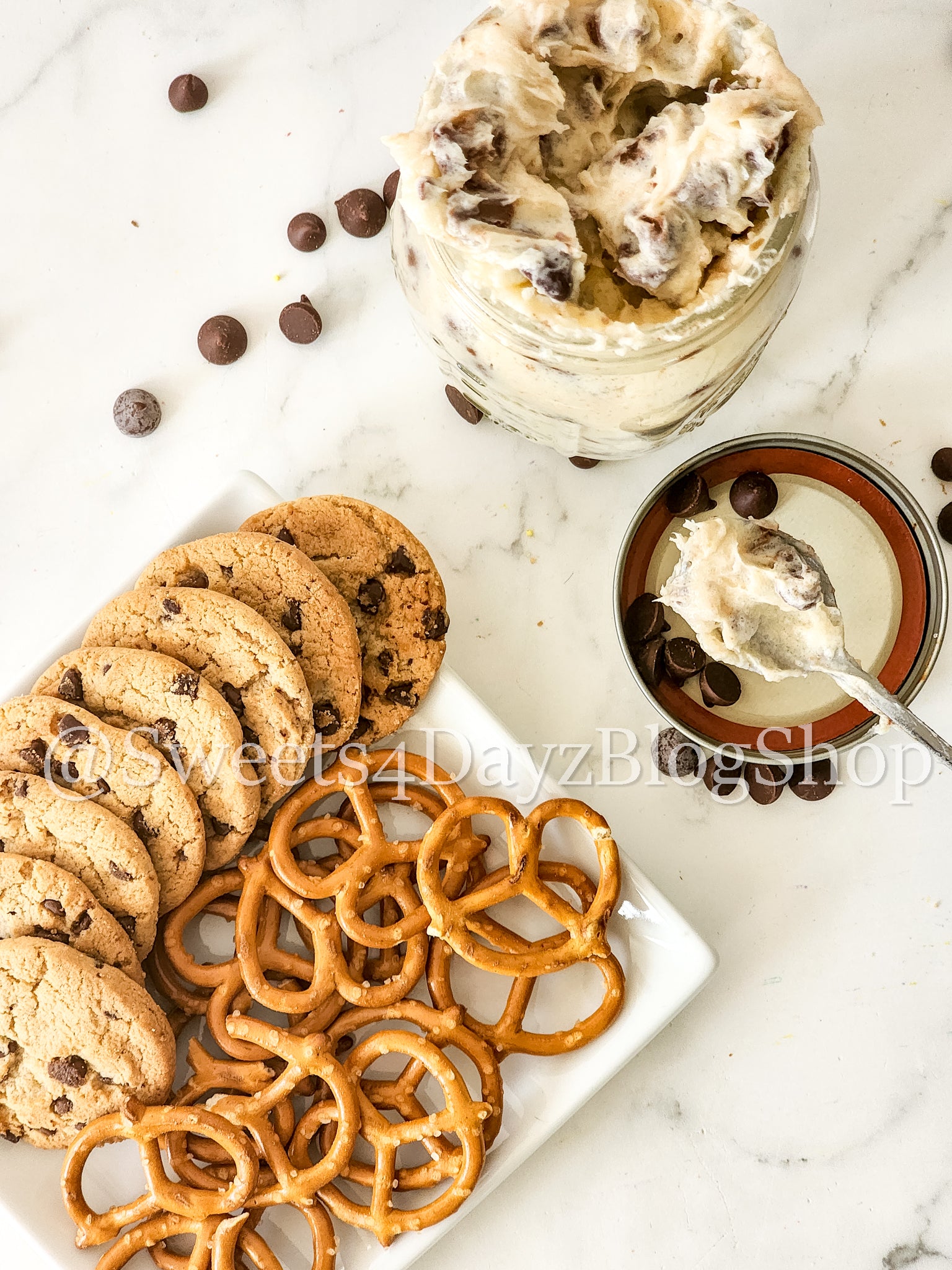 Keto Cookie Dough Dip on Marble