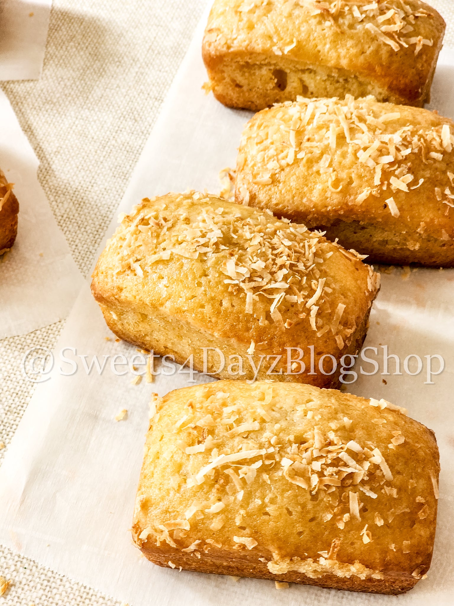 Coconut Rum Bread on Linen