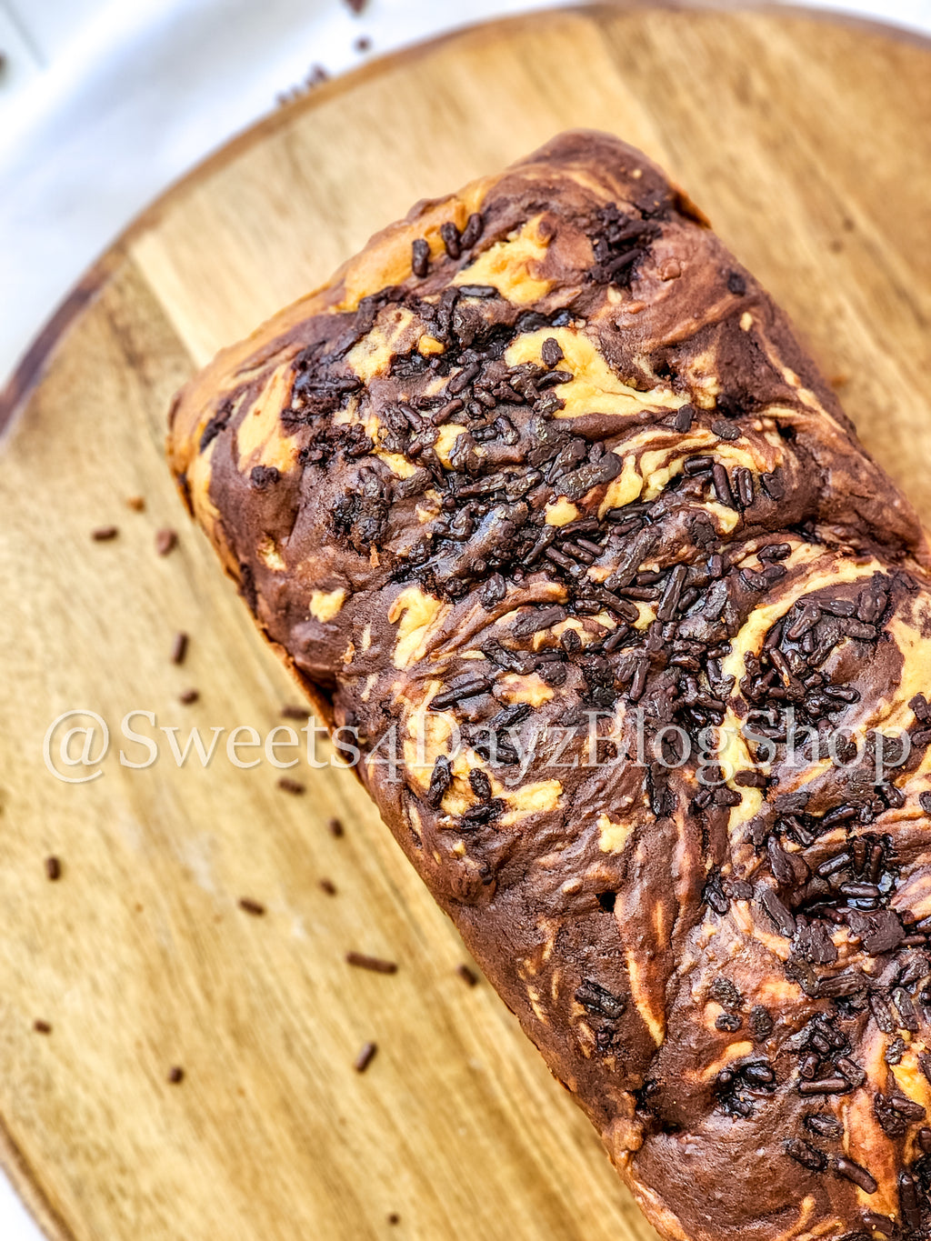 Chocolate Vanilla Swirl Ice Cream Bread on Rhombus