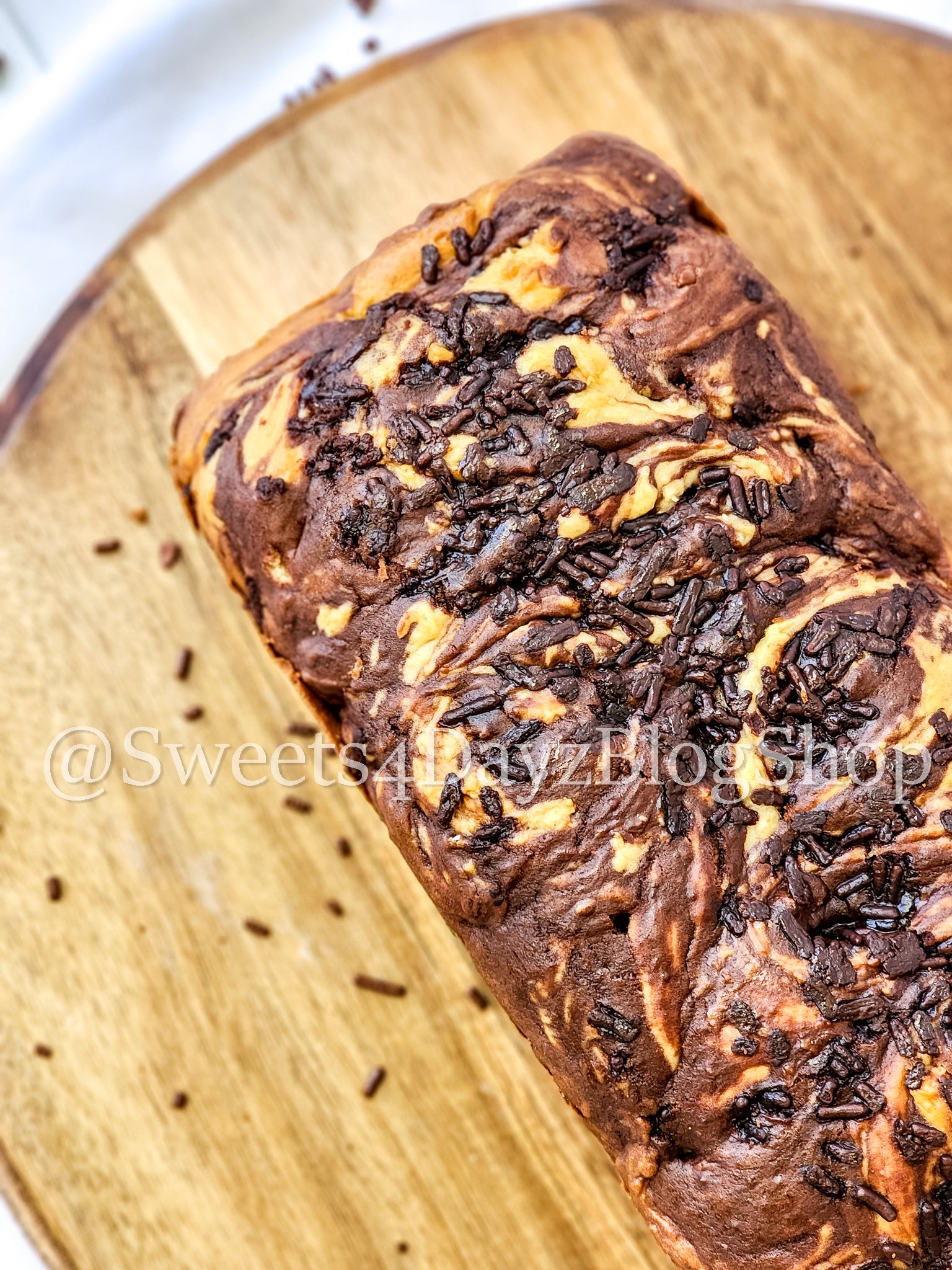 Chocolate Vanilla Swirl Ice Cream Bread on Rhombus