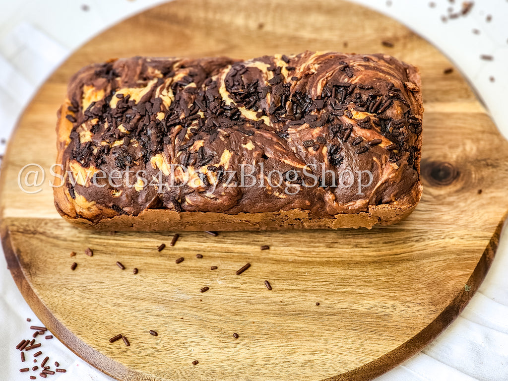 Chocolate Vanilla Swirl Ice Cream Bread on Rhombus