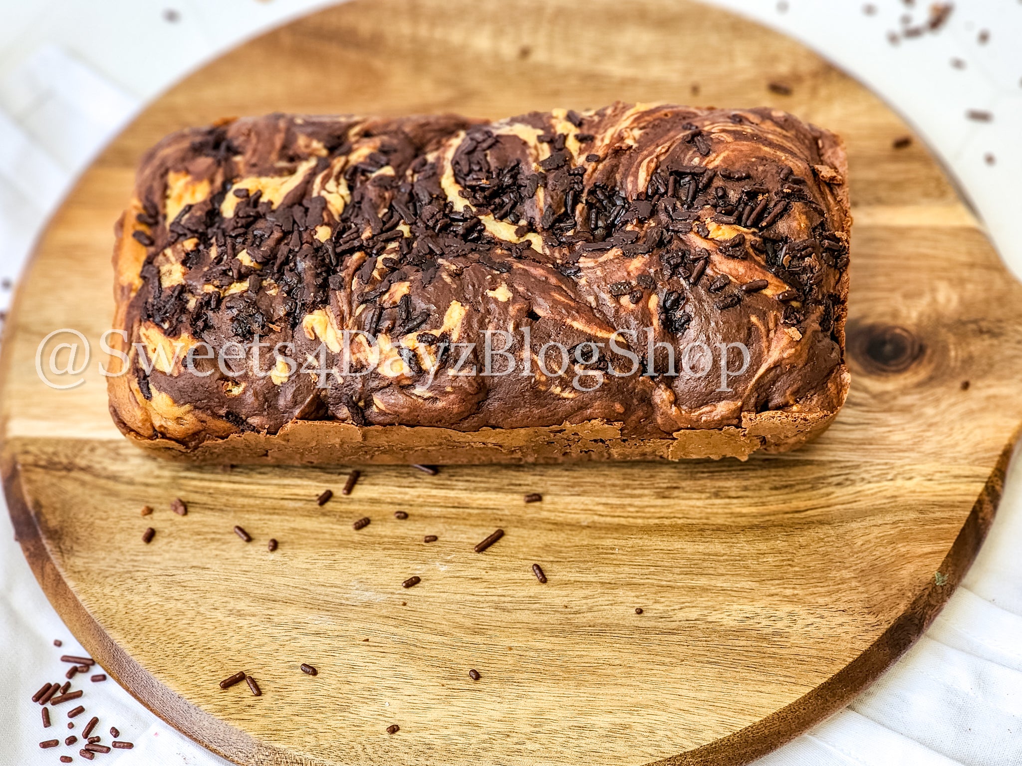 Chocolate Vanilla Swirl Ice Cream Bread on Rhombus