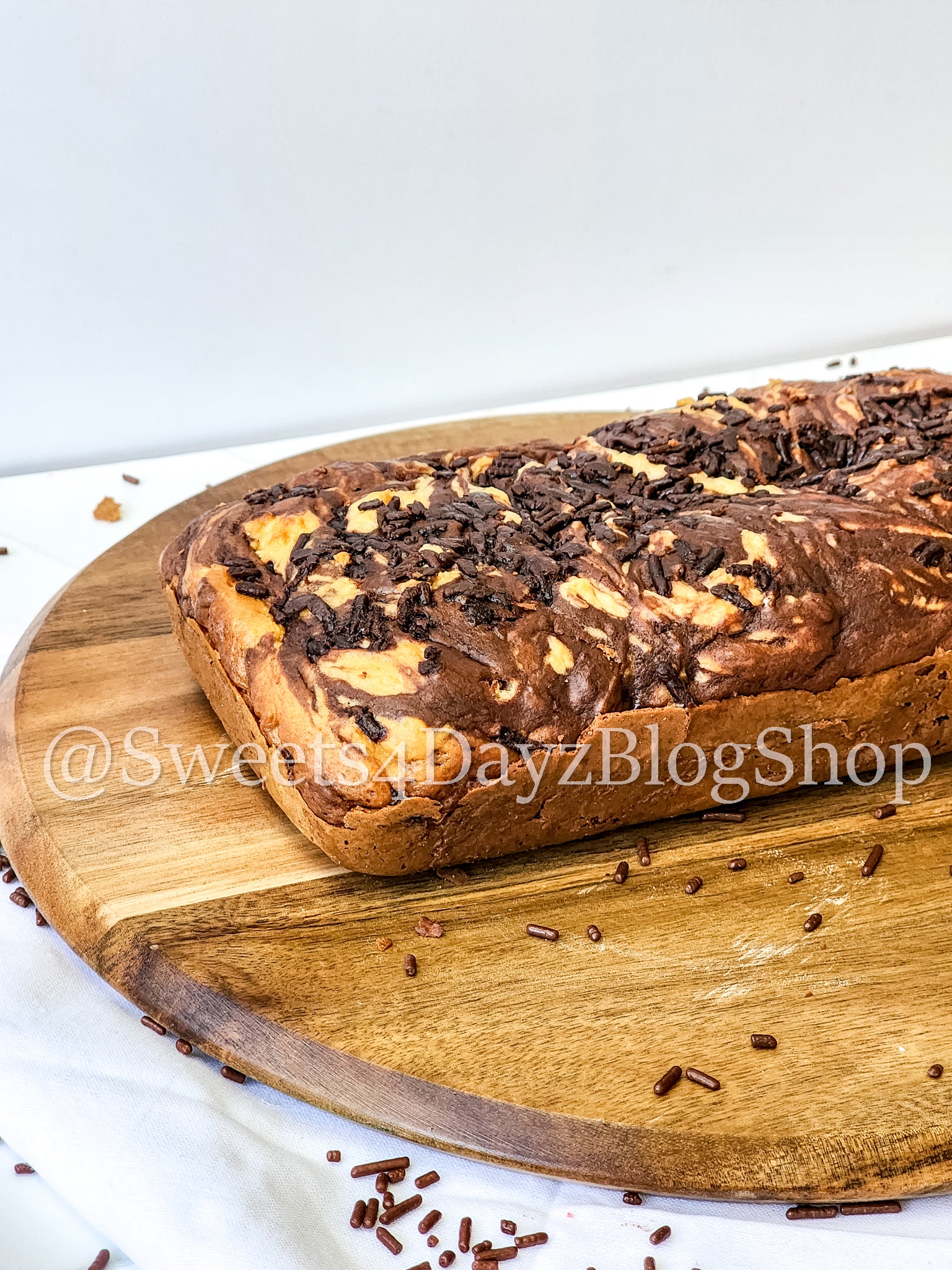 Chocolate Vanilla Swirl Ice Cream Bread on Rhombus