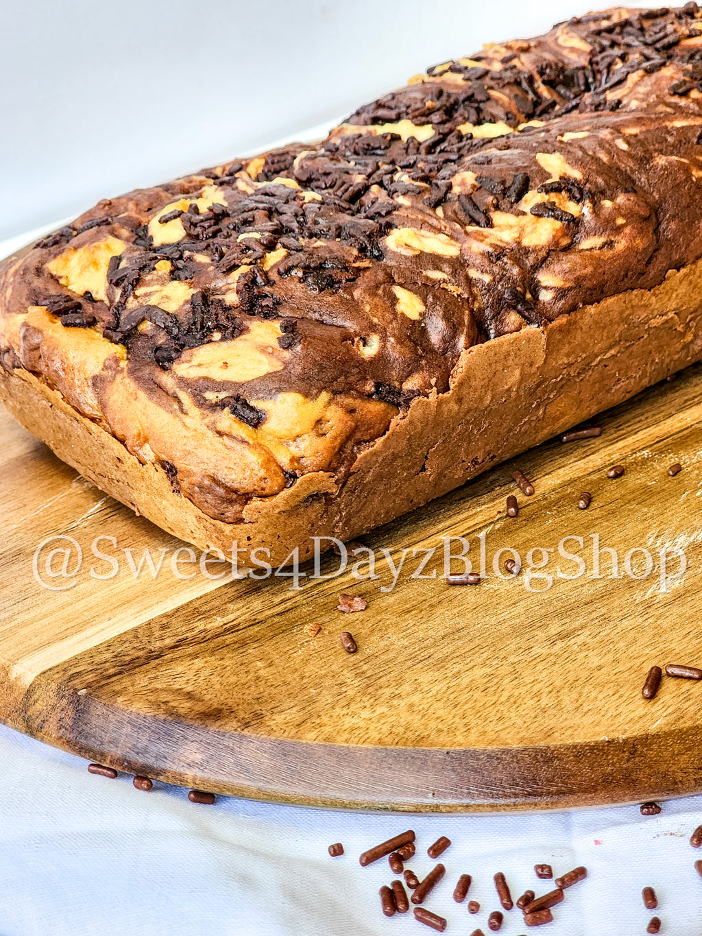 Chocolate Vanilla Swirl Ice Cream Bread on Rhombus