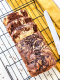 Chocolate Vanilla Swirl Ice Cream Bread on Linen