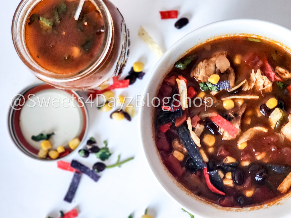 Copycat Panera Chicken Tortilla Soup on White