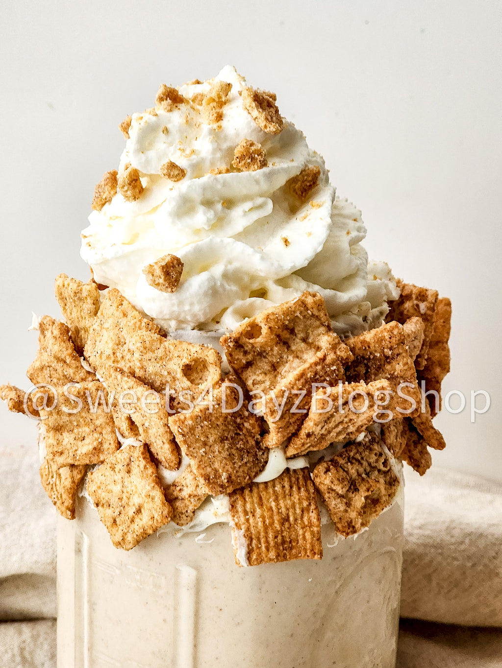 Cinnamon Toast Crunch Milkshake on Linen