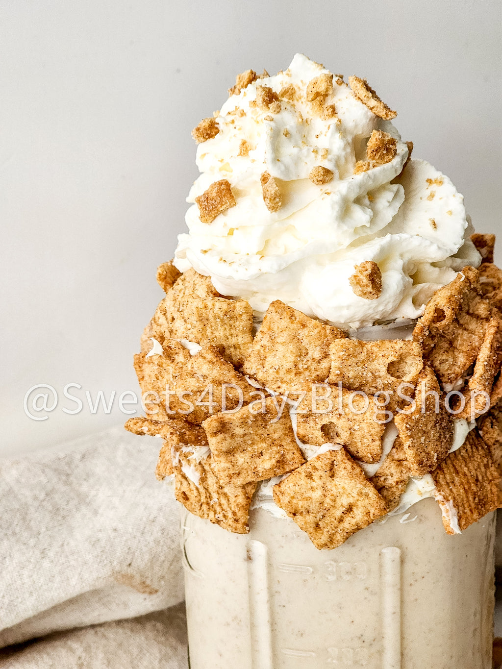Cinnamon Toast Crunch Milkshake on Linen