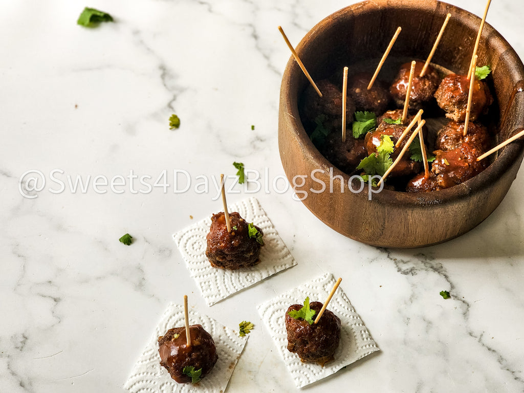 Keto Low Carb BBQ Meatballs on Marble