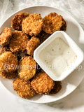 Parmesan Fried Pickles on Marble