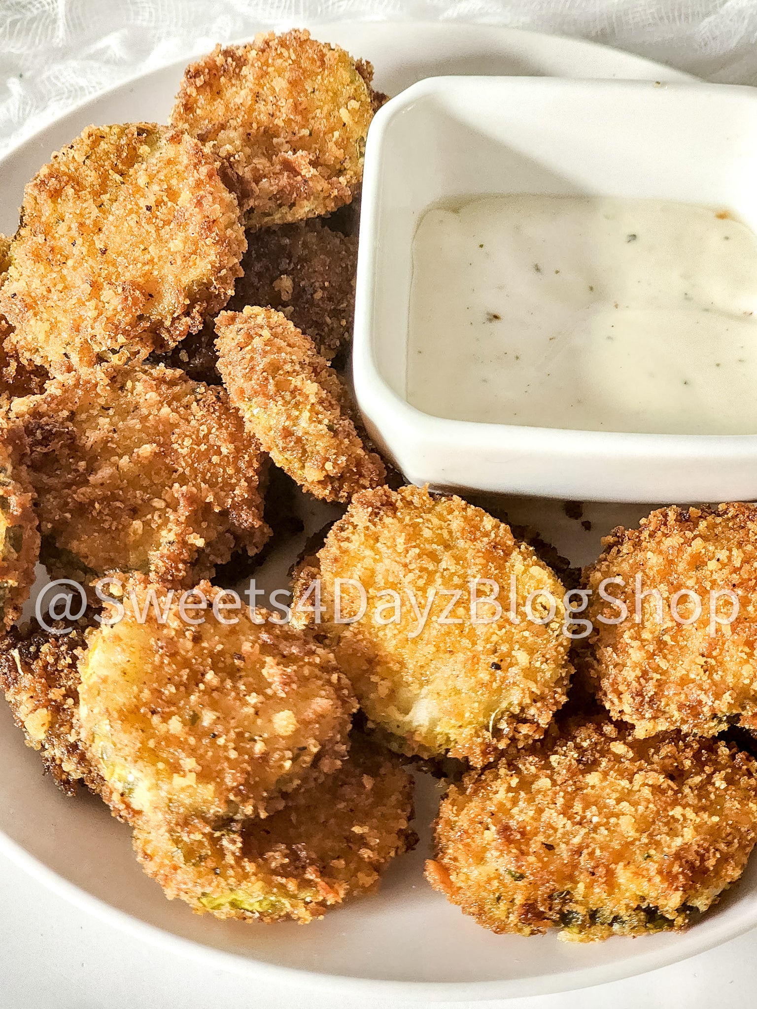 Parmesan Fried Pickles on Marble