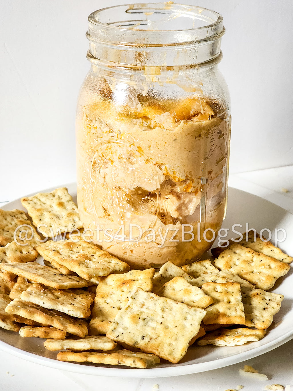 Cheesy Buffalo Chicken Dip on Marble