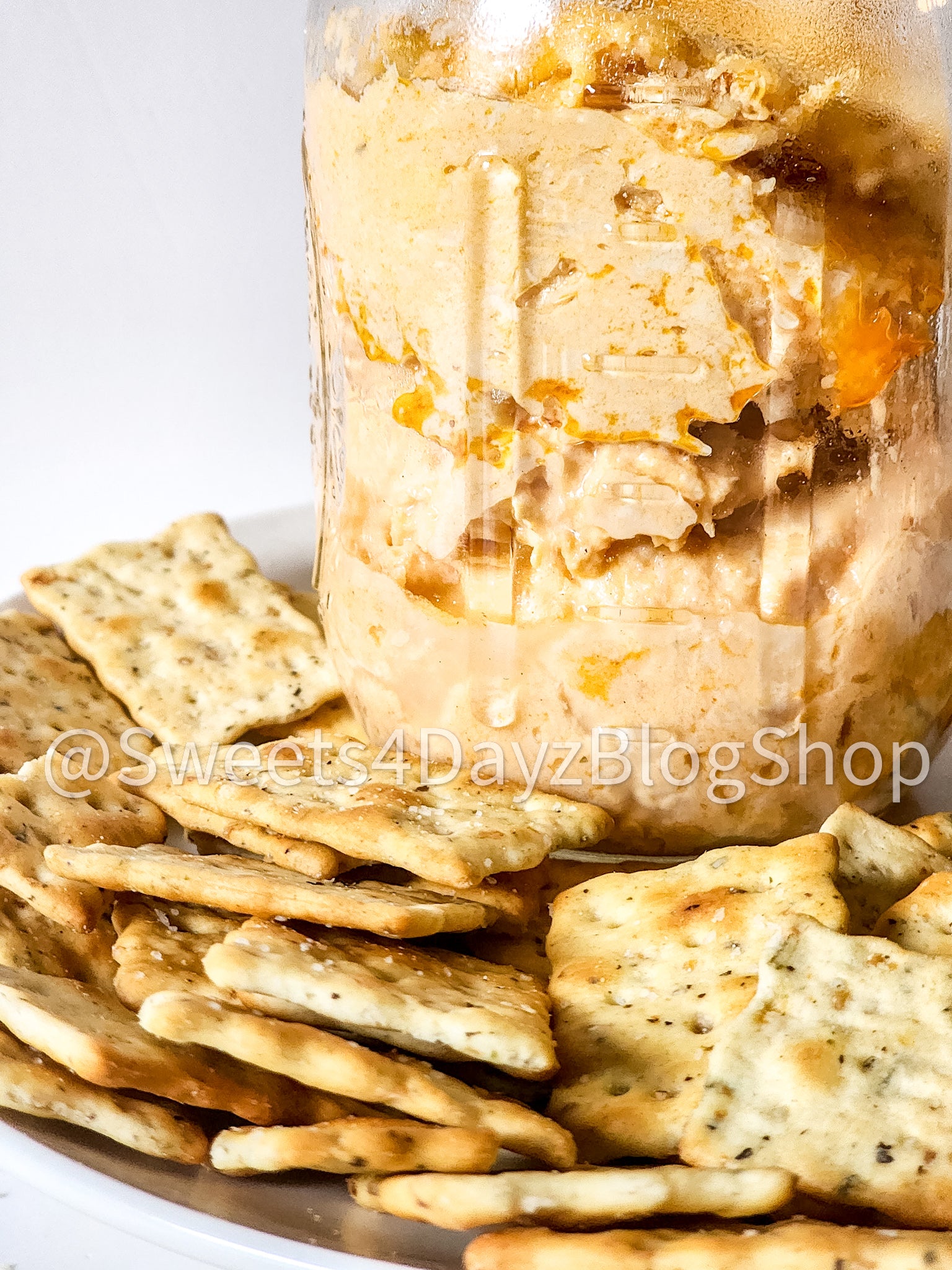 Cheesy Buffalo Chicken Dip on Marble