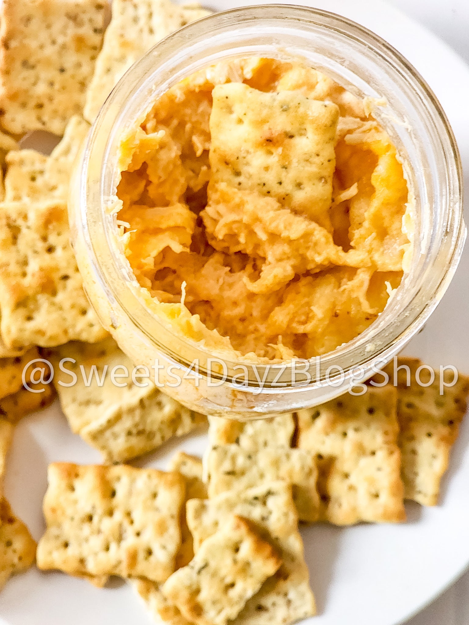 Cheesy Buffalo Chicken Dip on Marble