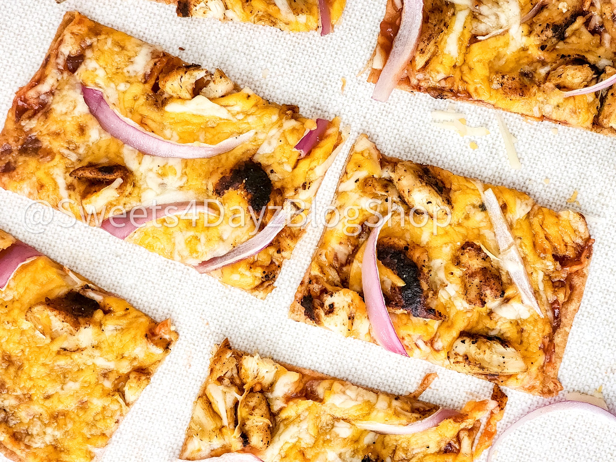 BBQ Chicken Flatbread Pizza on Linen