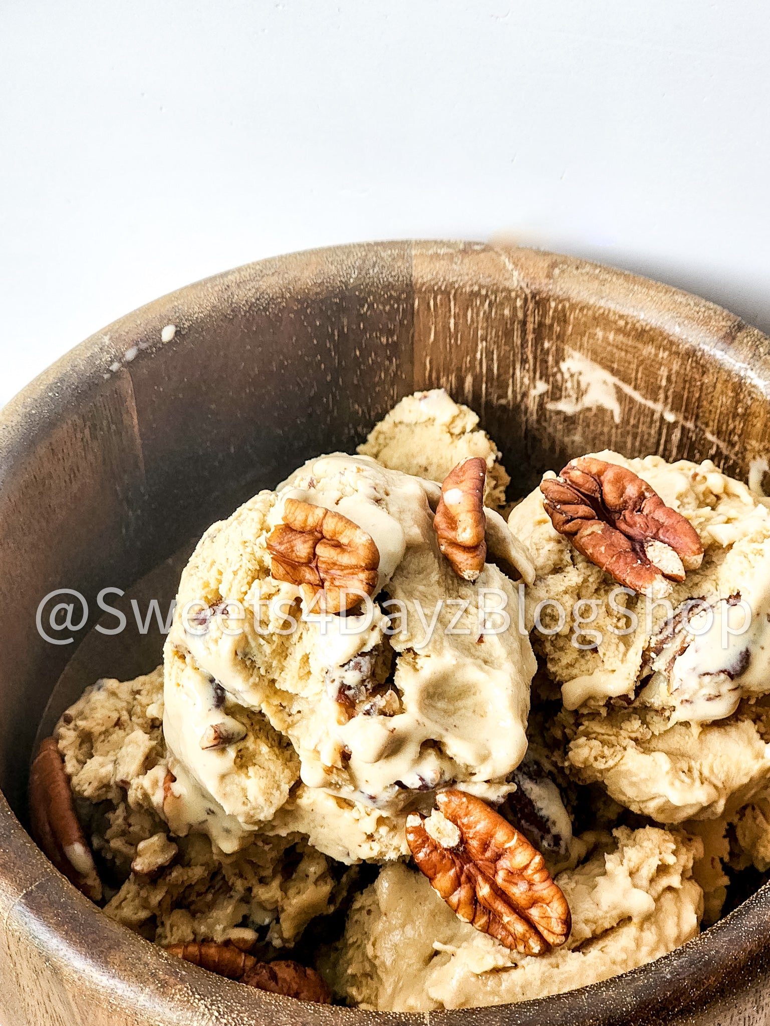 Homemade Butter Pecan Ice Cream on Linen