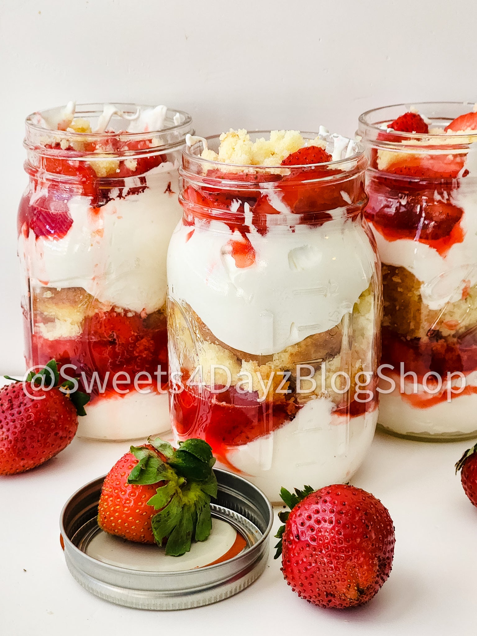 Strawberry Shortcake Jars on White