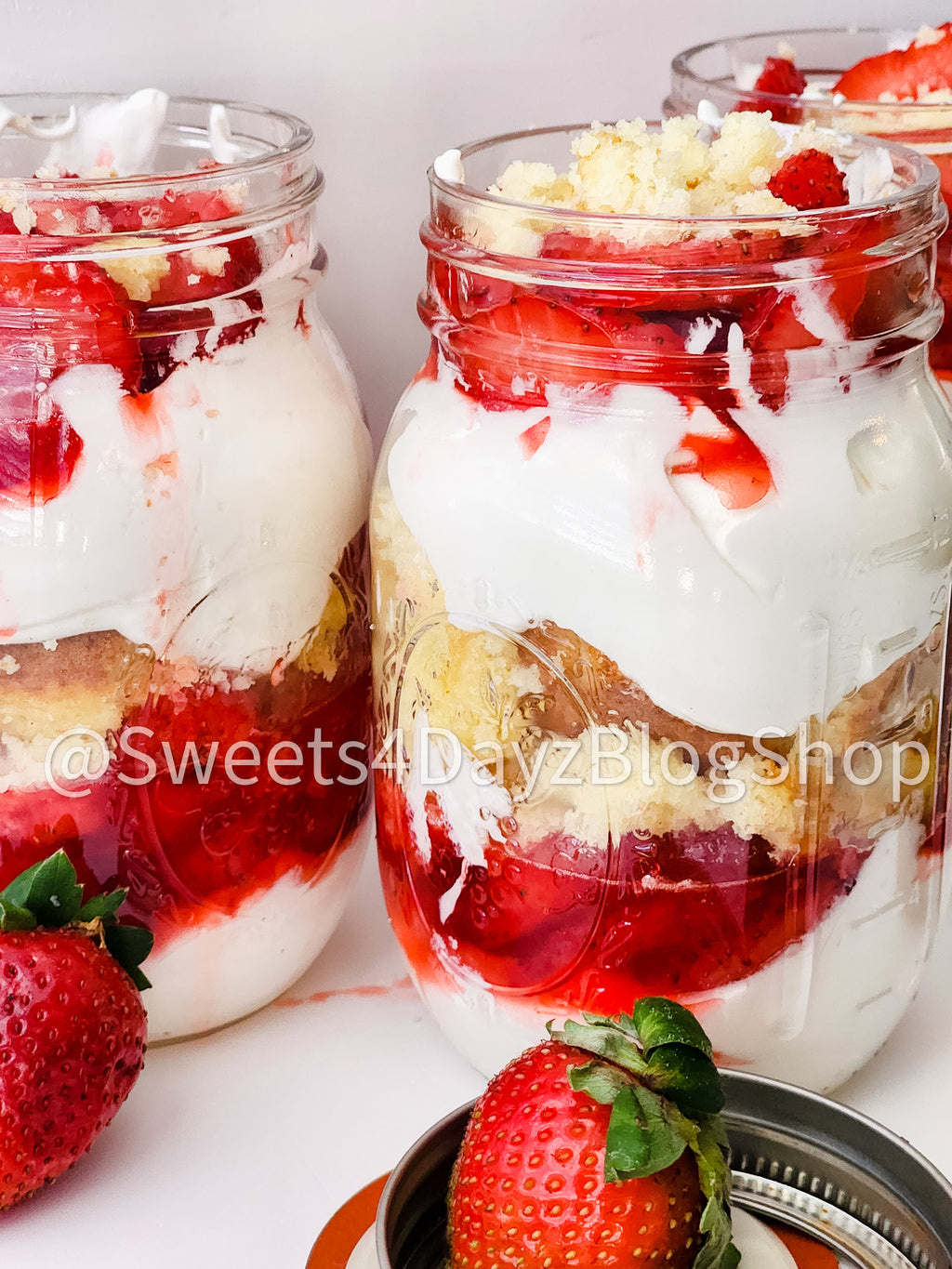 Strawberry Shortcake Jars on White