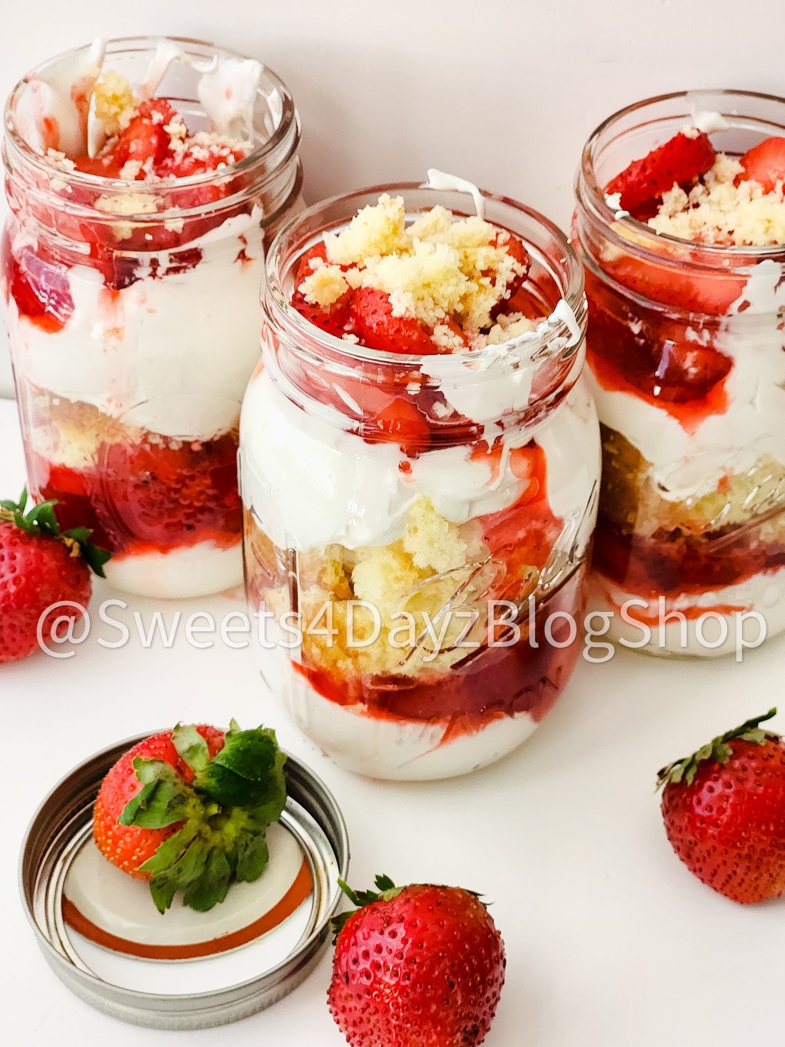 Strawberry Shortcake Jars on White