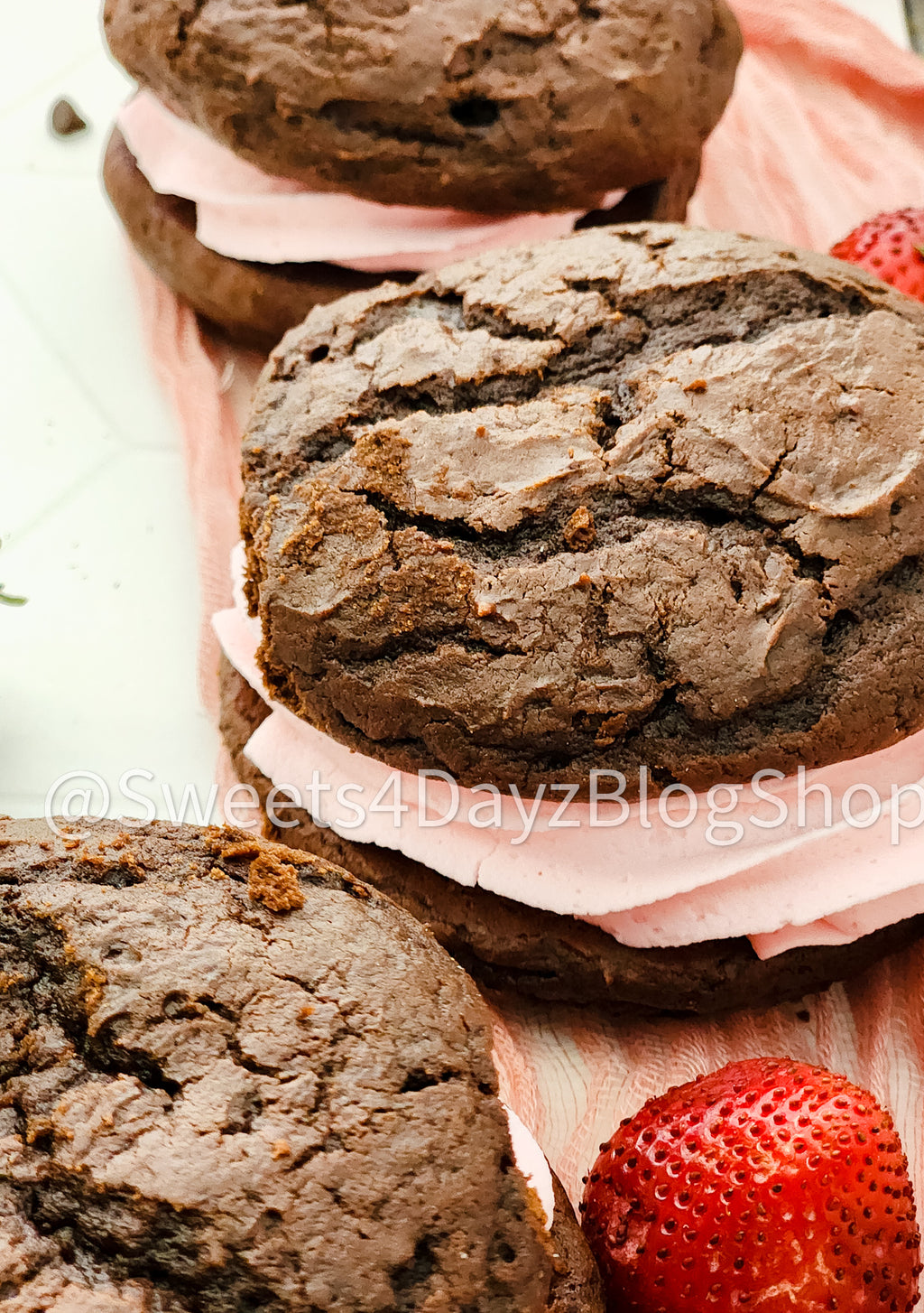 Chocolate Strawberry Whoopie Pies on Rhombus