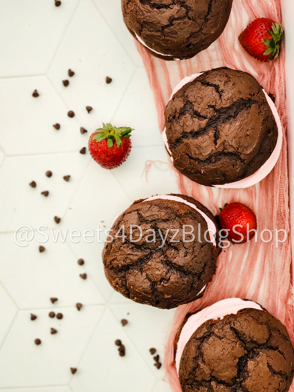 Chocolate Strawberry Whoopie Pies on Rhombus