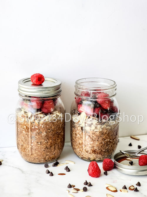 Chocolate Overnight Oats on Marble