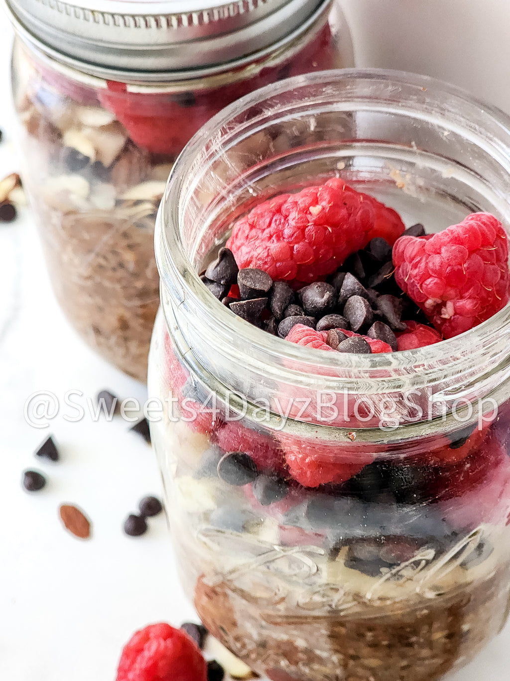Chocolate Overnight Oats on Marble