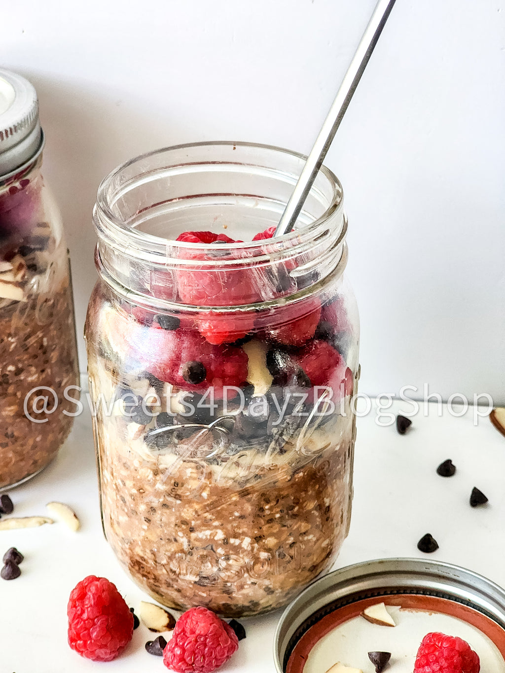 Chocolate Overnight Oats on Marble