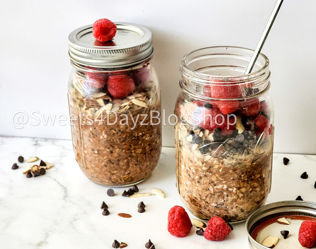 Chocolate Overnight Oats on Marble