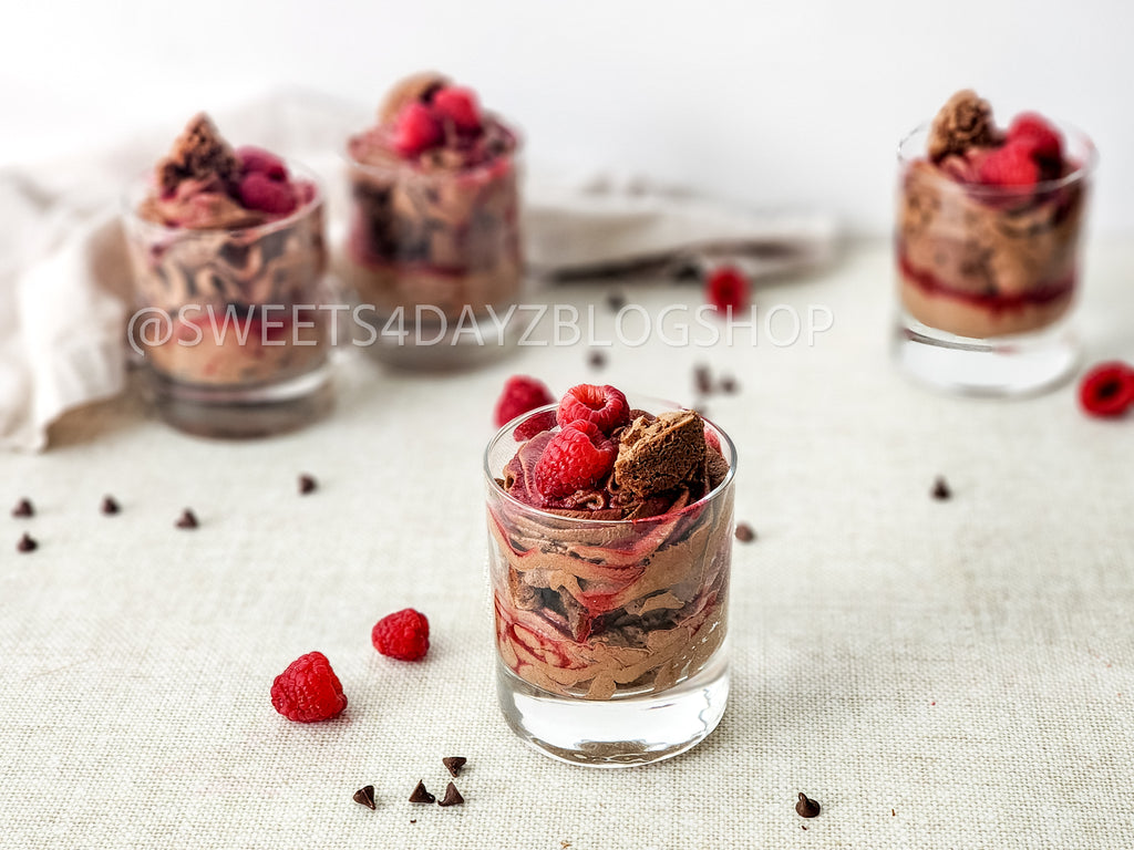 Simple Raspberry Fudge Parfait on Linen