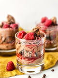 Simple Raspberry Fudge Parfait on White