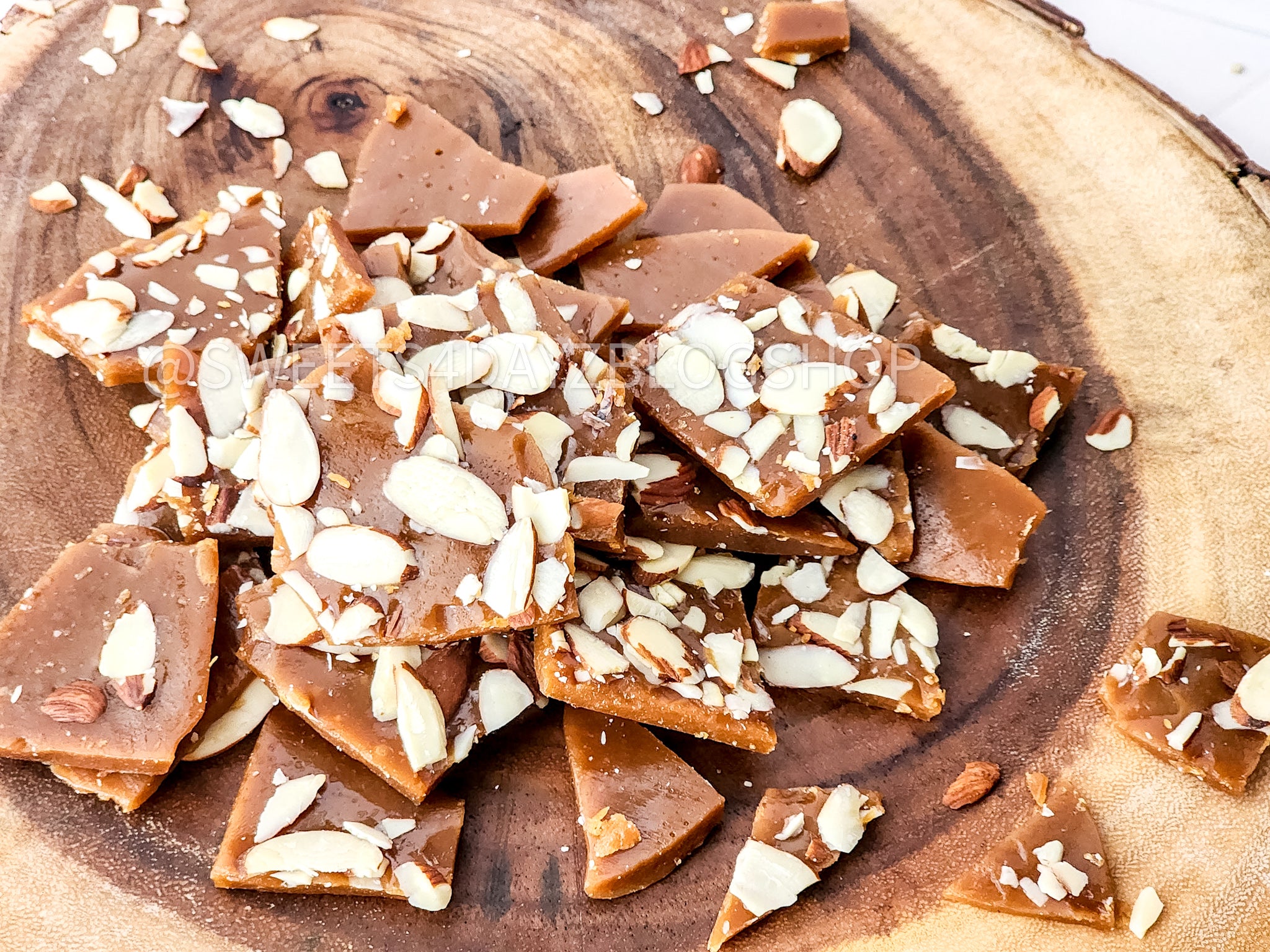 Homemade Almond Toffee on Rhombus