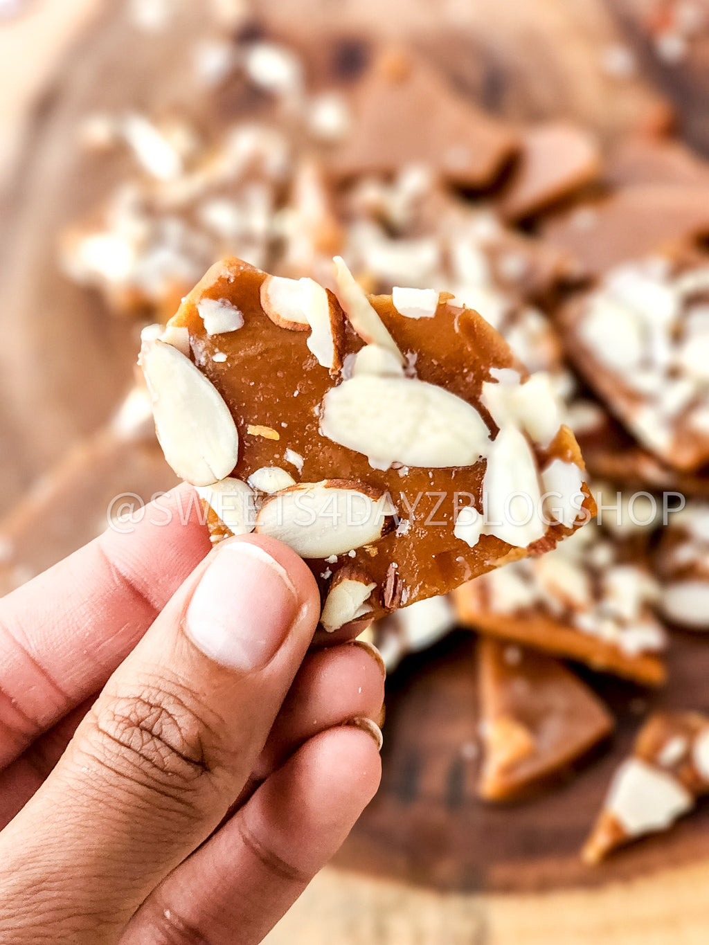 Homemade Almond Toffee on Rhombus