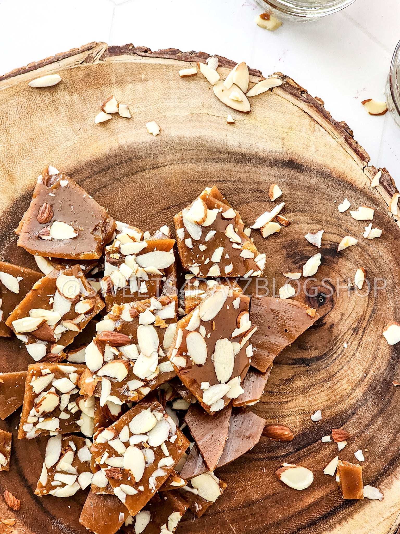 Homemade Almond Toffee on Rhombus