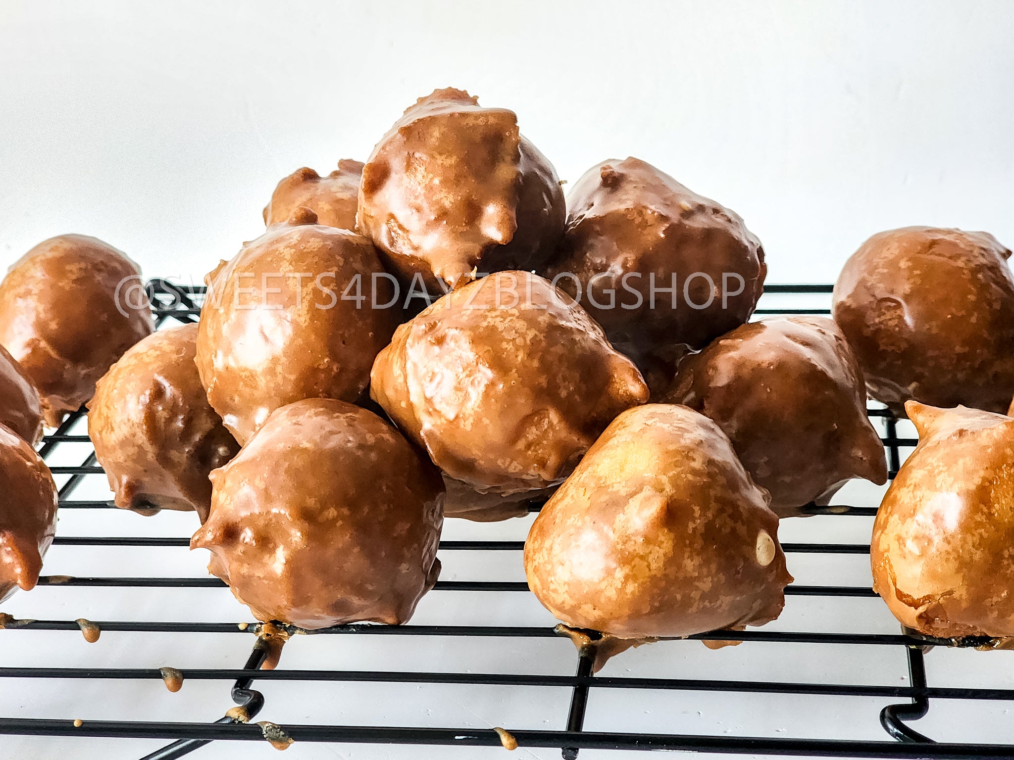 Coffee Glazed Donut Holes on White