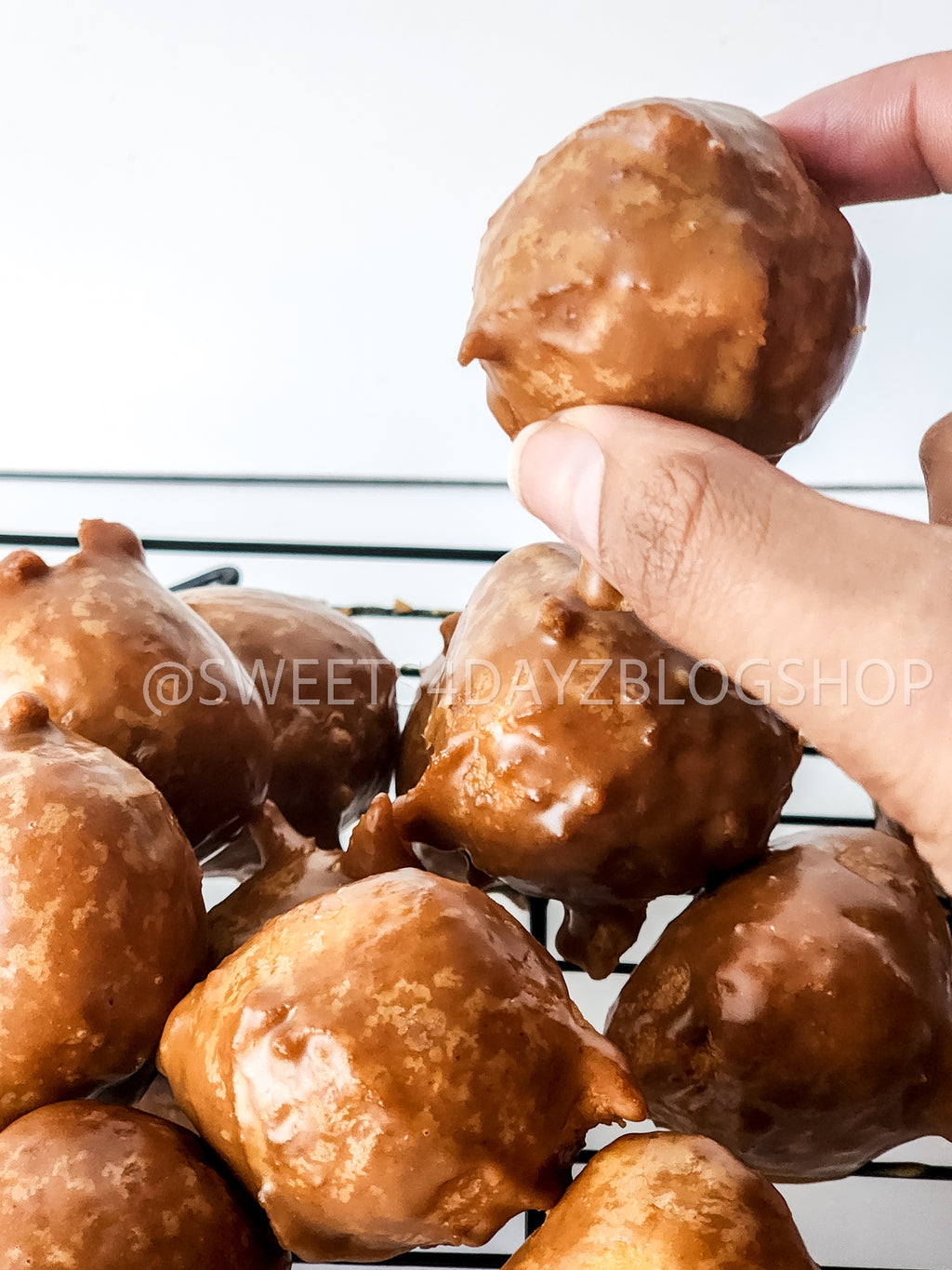 Coffee Glazed Donut Holes on White