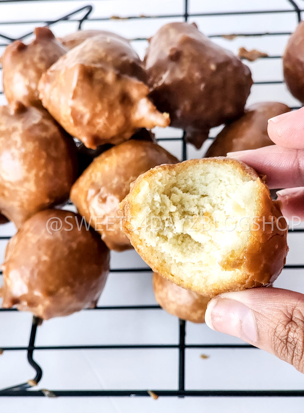 Coffee Glazed Donut Holes on White
