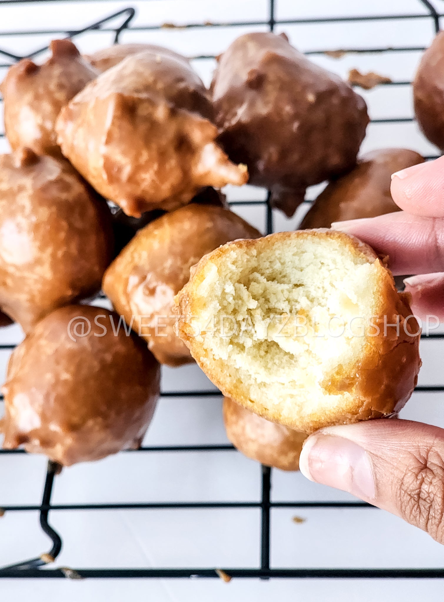 Coffee Glazed Donut Holes on White