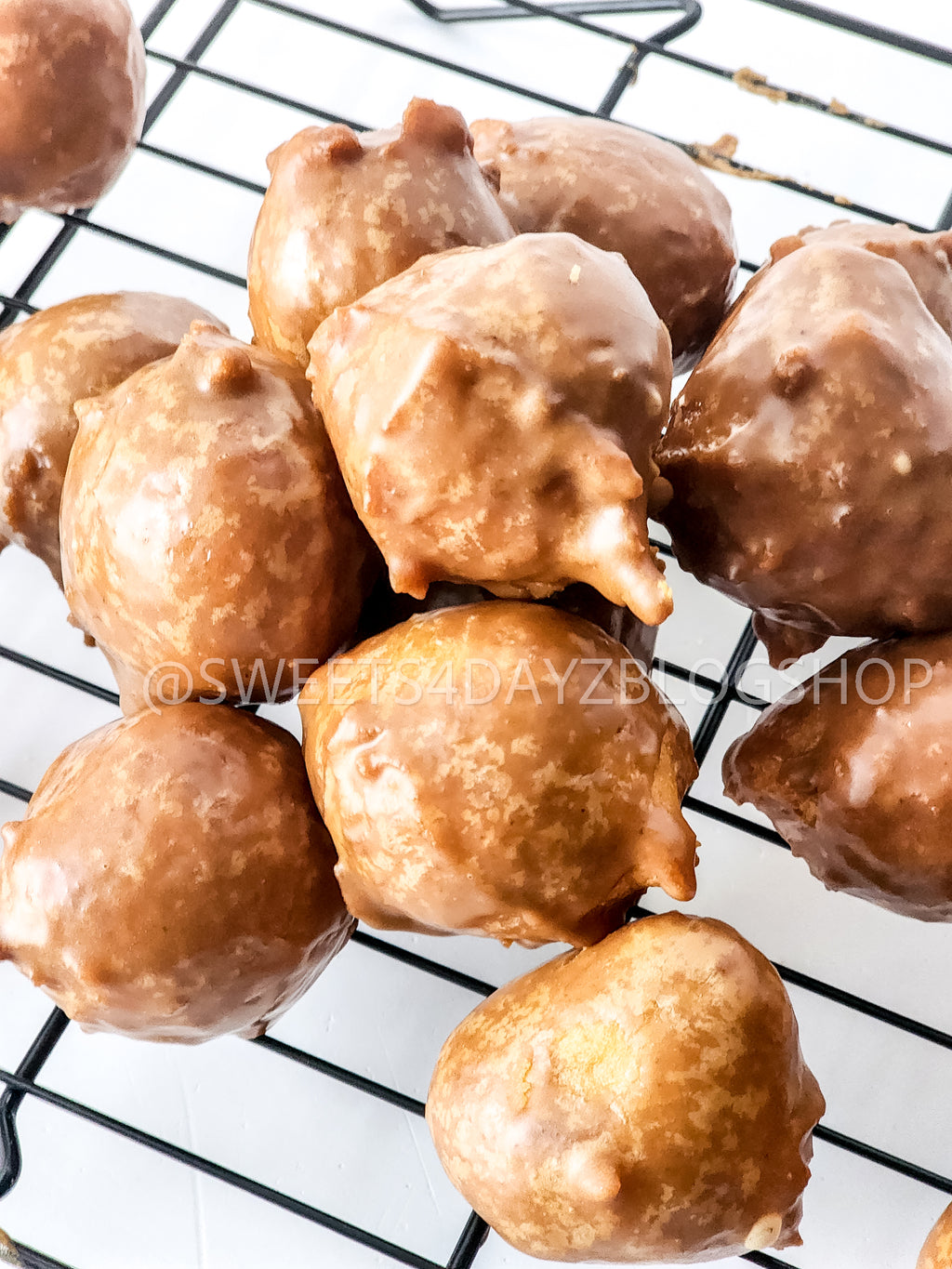 Coffee Glazed Donut Holes on White