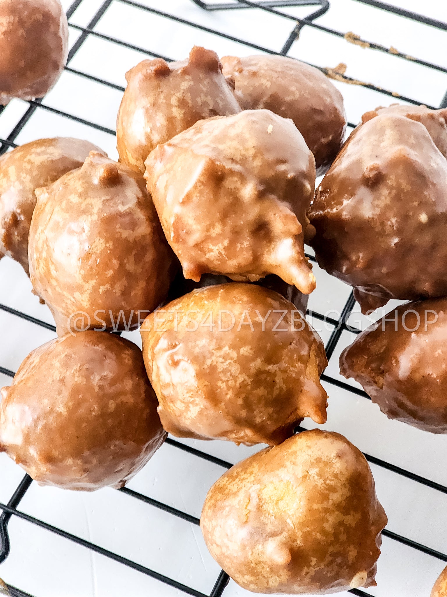 Coffee Glazed Donut Holes on White