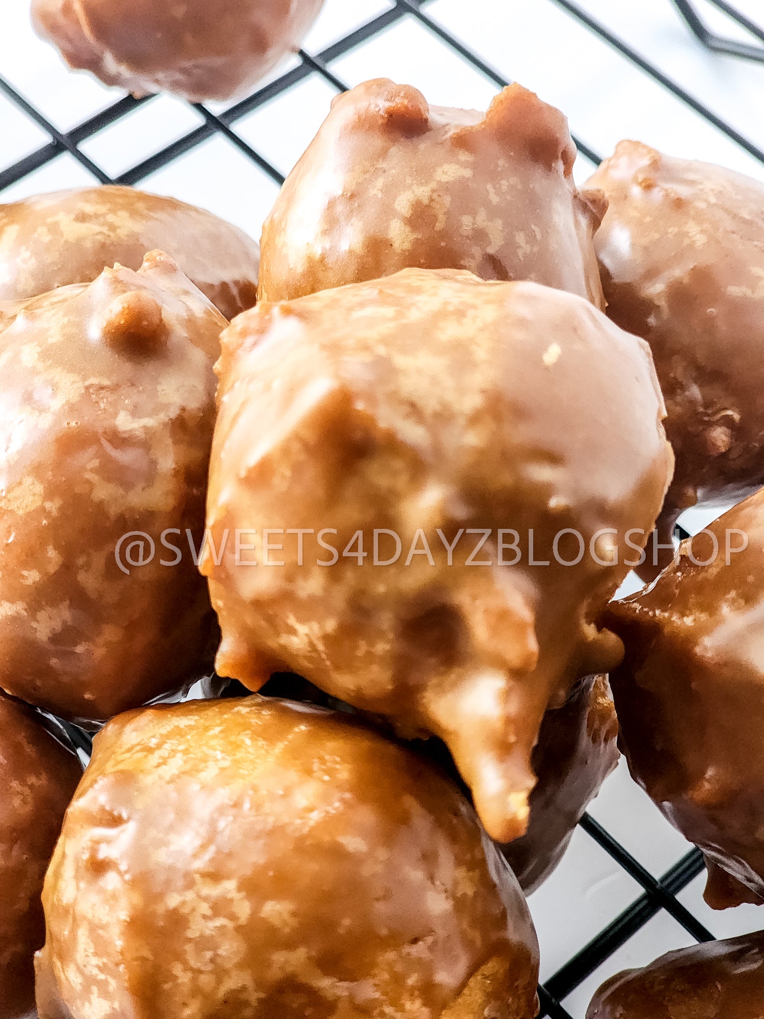 Coffee Glazed Donut Holes on White