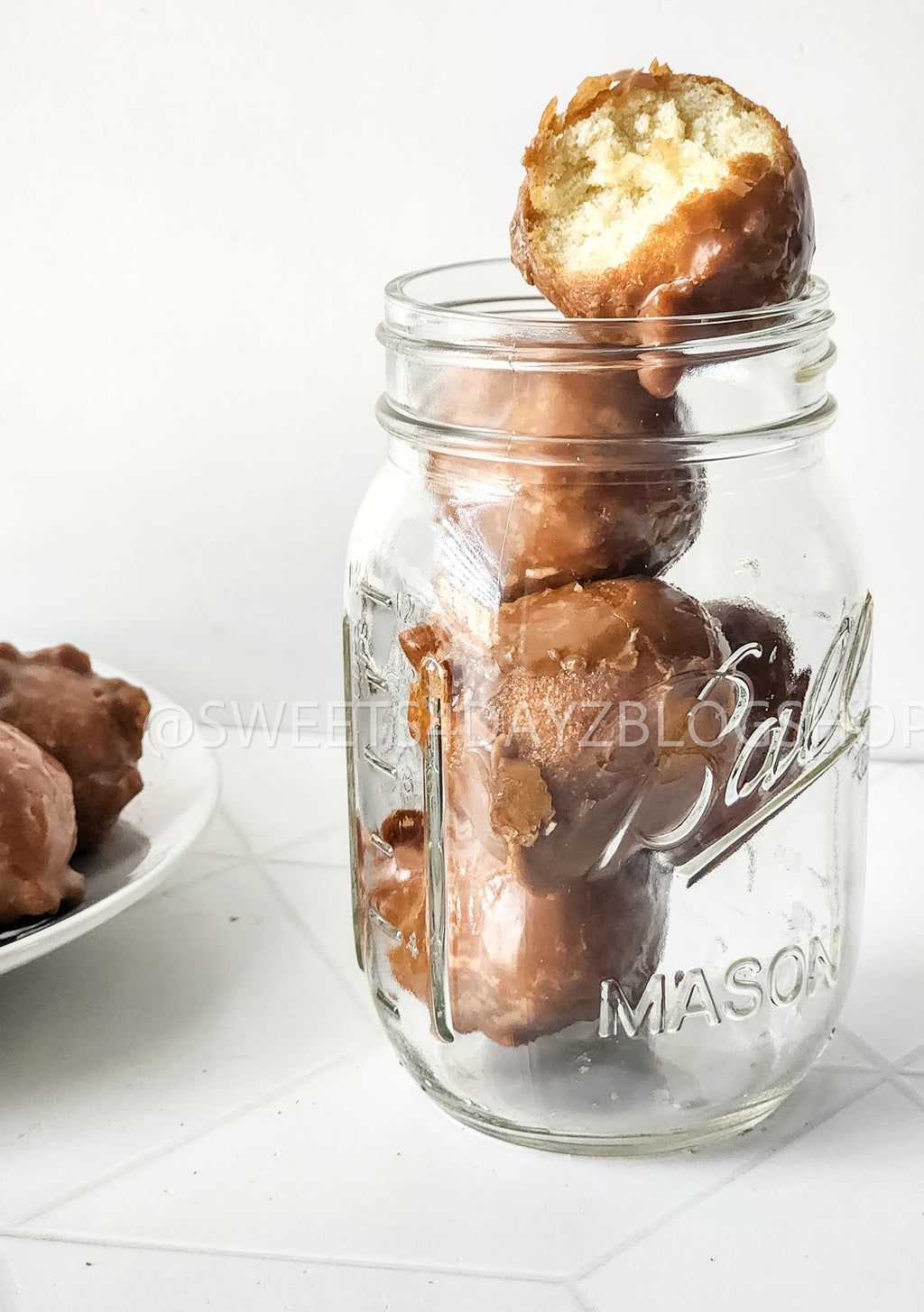 Coffee Glazed Donut Holes on Rhombus