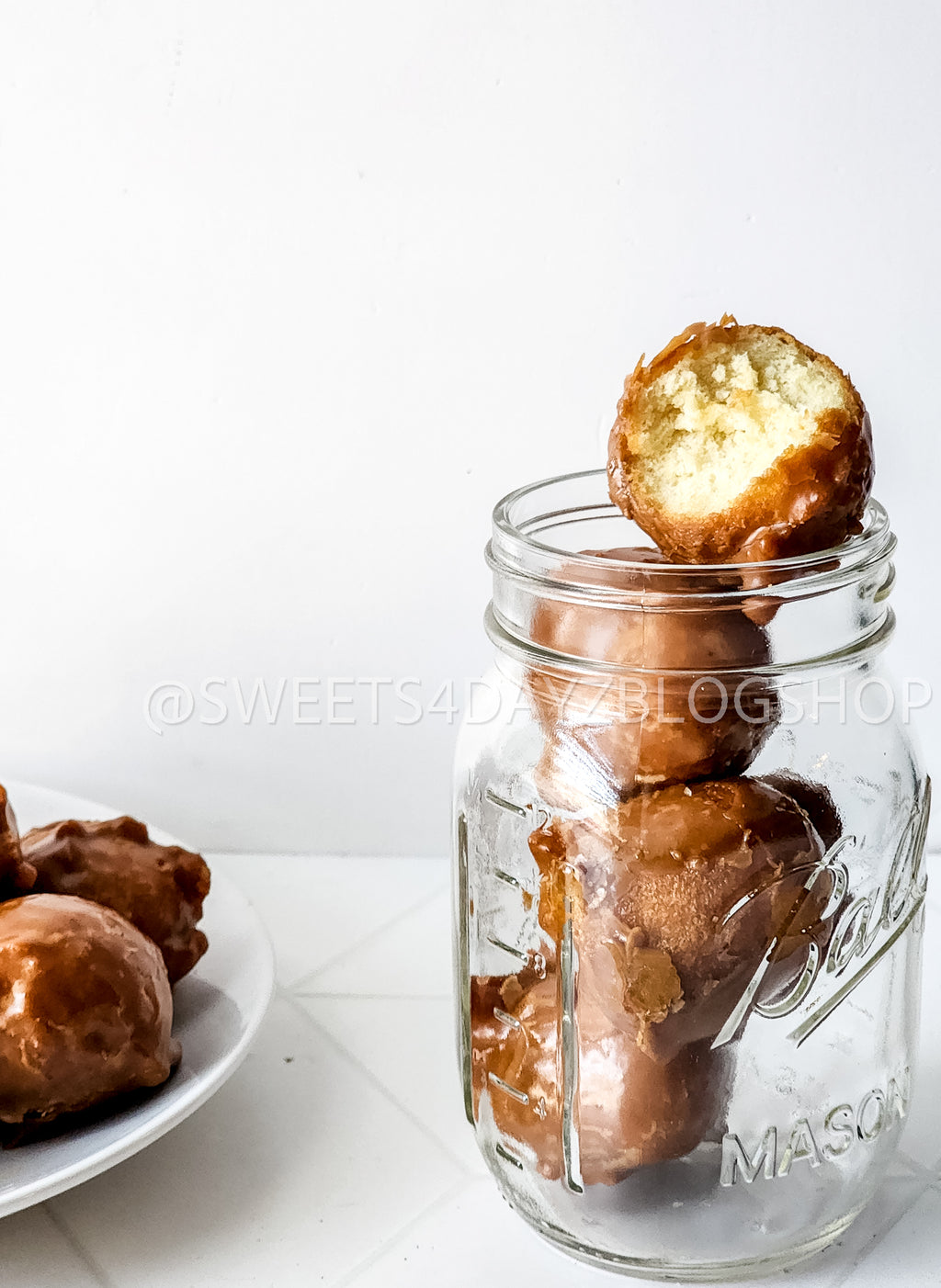 Coffee Glazed Donut Holes on Rhombus