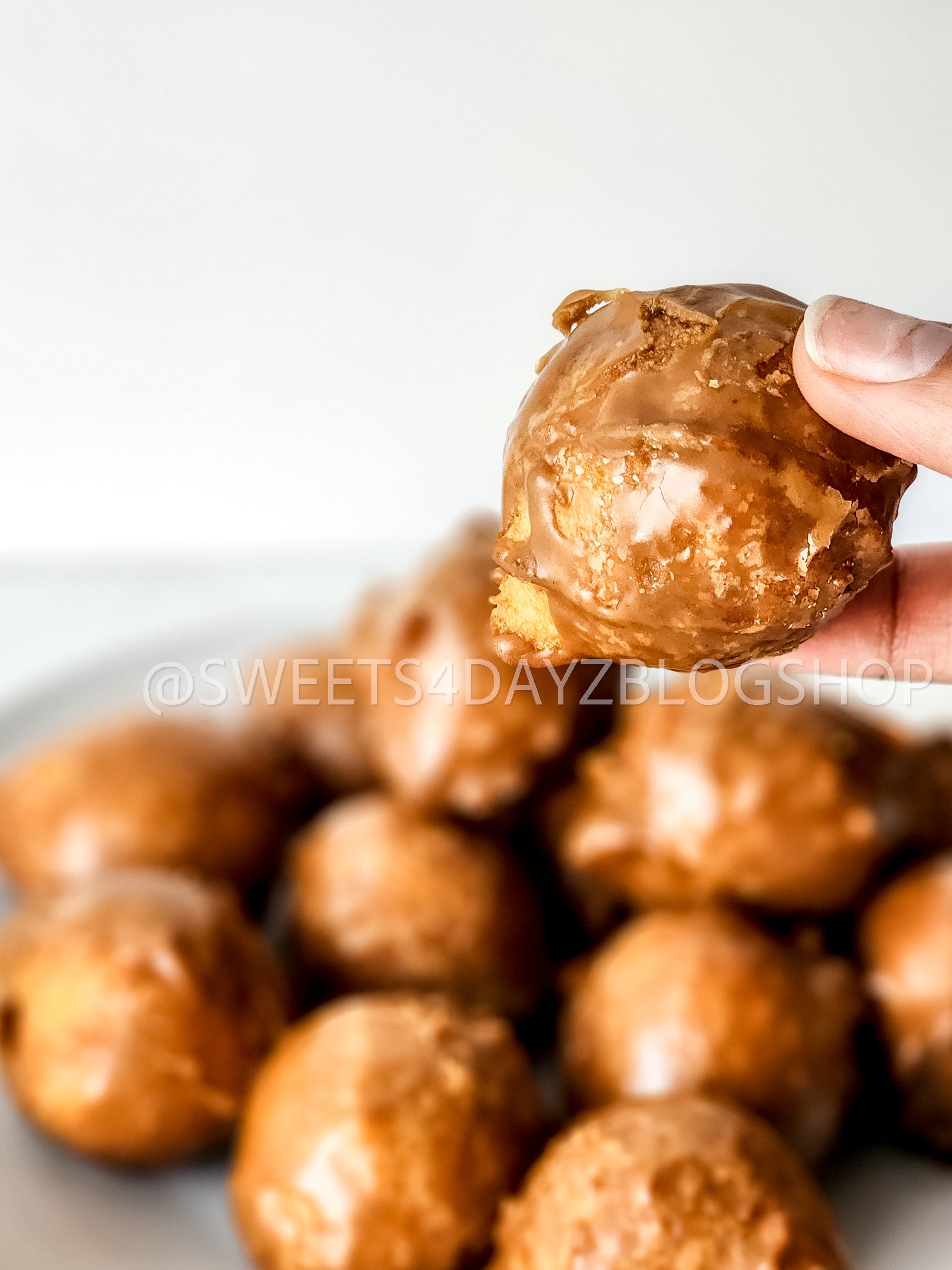 Coffee Glazed Donut Holes on Rhombus