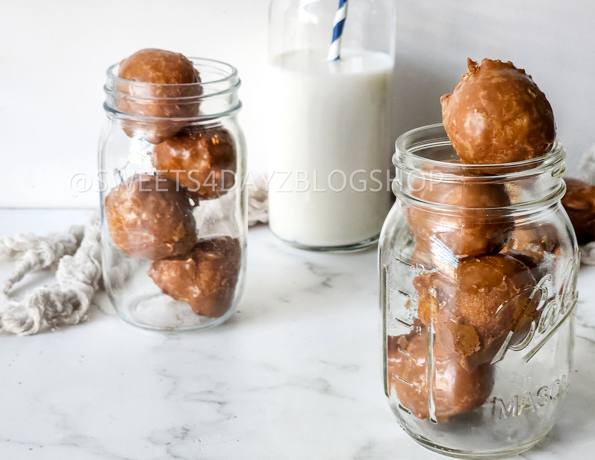 Coffee Glazed Donut Holes on Marble