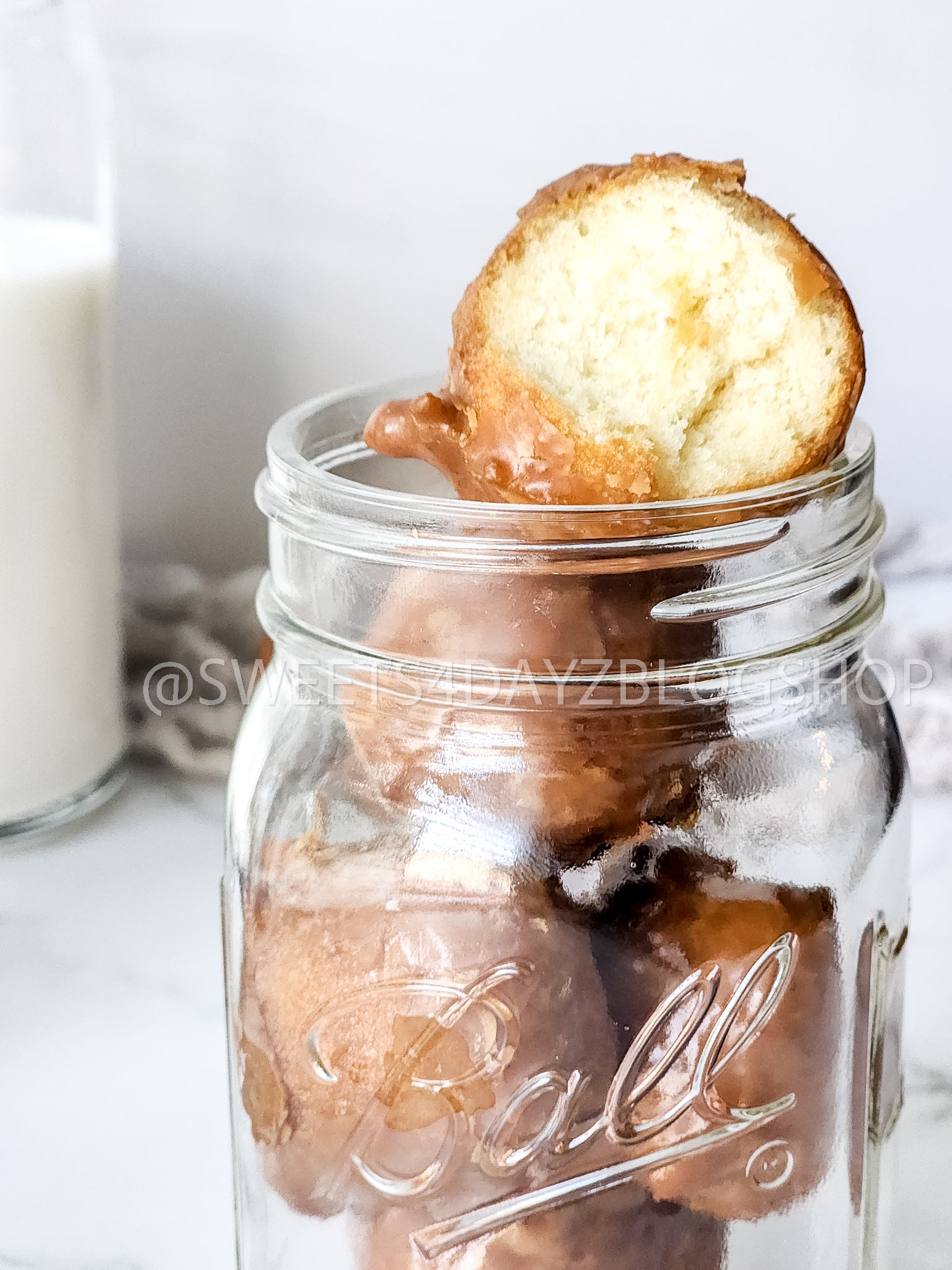 Coffee Glazed Donut Holes on Marble