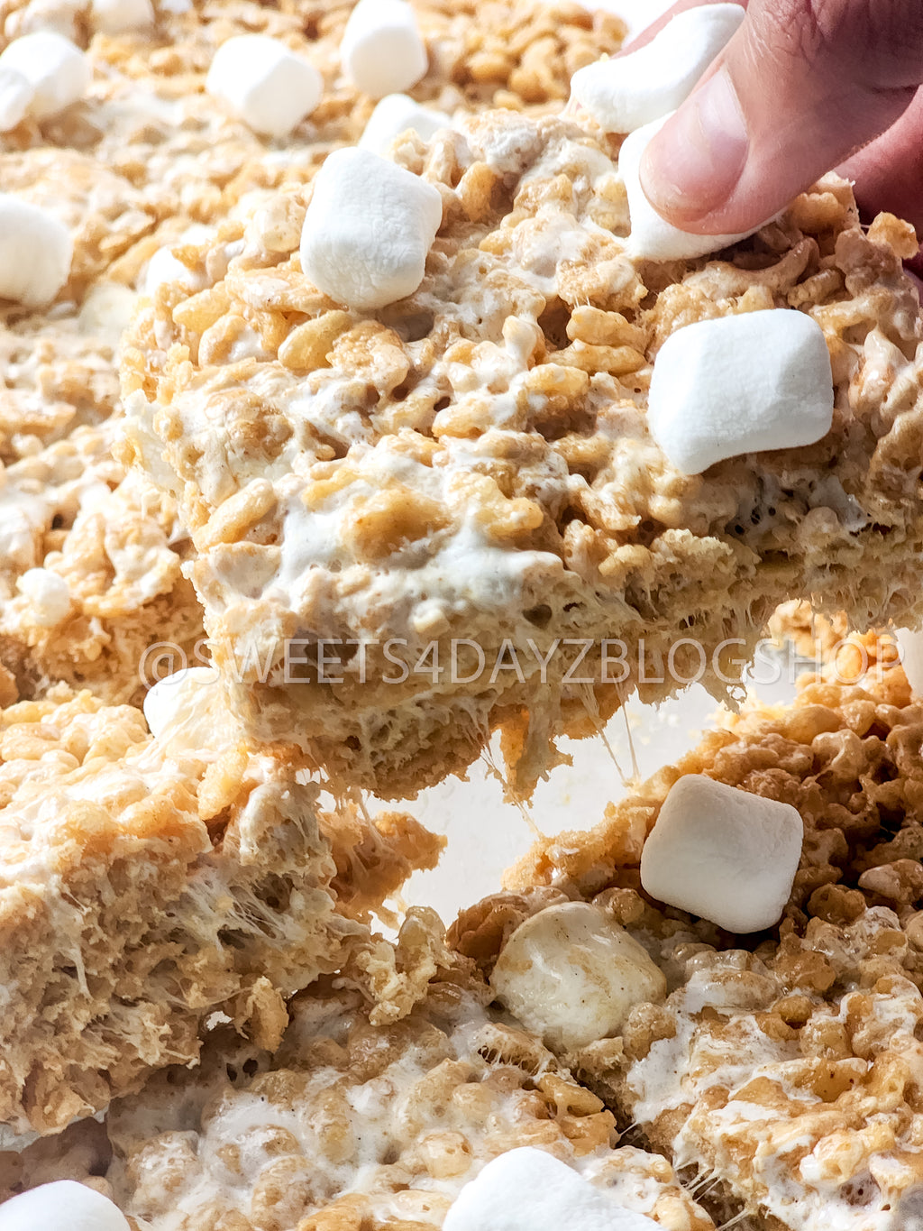 Fluffernutter Rice Krispies on Marble